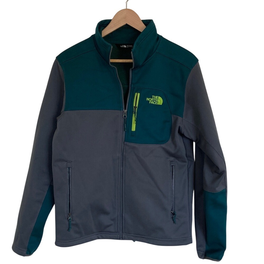 The North Face Mens Gray Teal Risor WindWall Softshell‎ Jacket Size Small